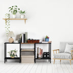 Modern 55inch TV Stand with Power Outlets, Media Console Center for Bedrooms up to 50inch, Entertainment Center with Storage Shelves, Black,