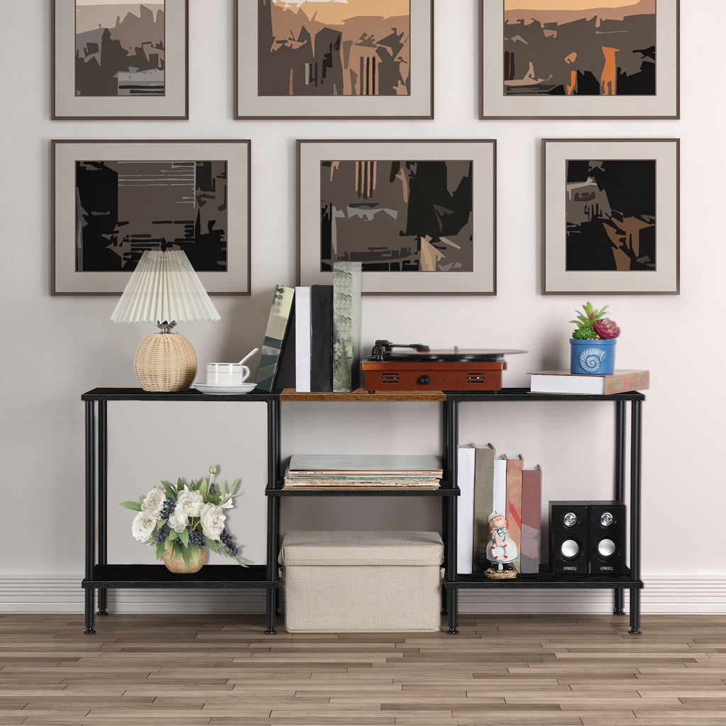 Modern 55inch TV Stand with Power Outlets, Media Console Center for Bedrooms up to 50inch, Entertainment Center with Storage Shelves, Black,