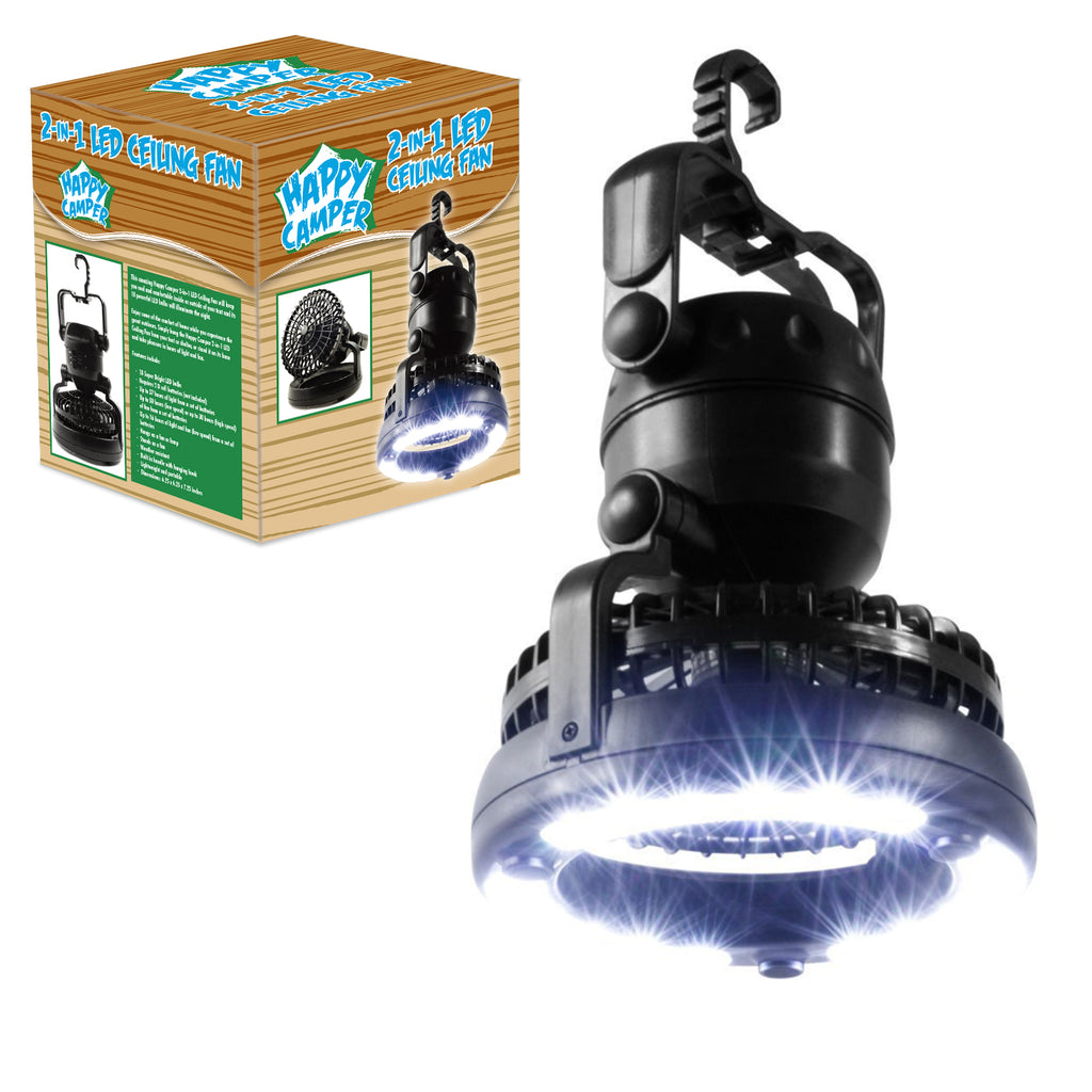 2-in-1 Portable Camping Fan with LED Lantern, Hanging Tent Fan with Emergency Light, Hurricane Survival Kit