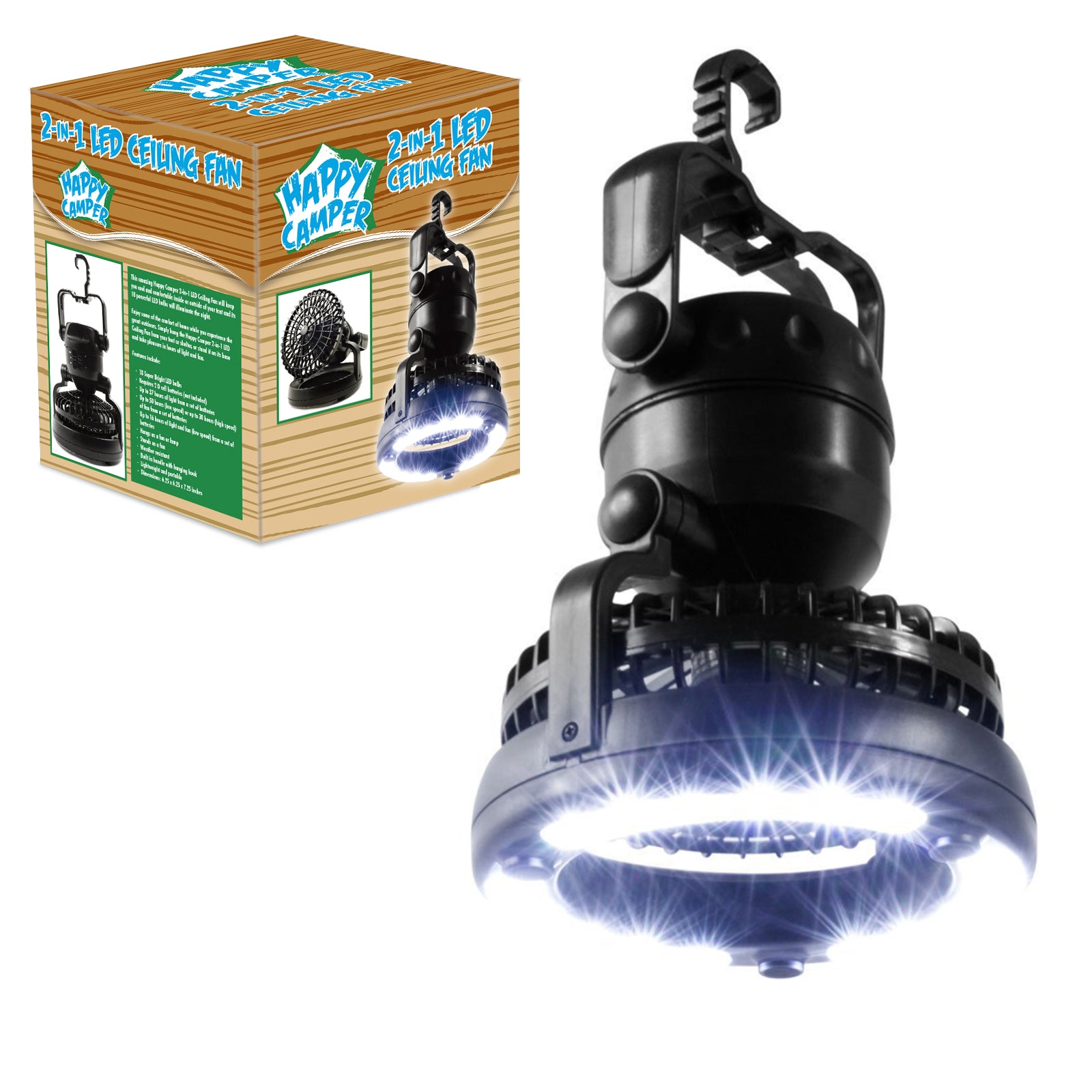 2-in-1 Portable Camping Fan with LED Lantern, Hanging Tent Fan with Emergency Light, Hurricane Survival Kit