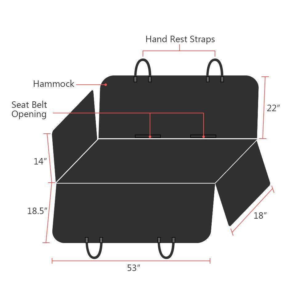 Waterproof Dog Seat Cover Hammock, Scratch-Proof Nonslip Pet Back Seat Protector for Cars, Trucks & SUVs