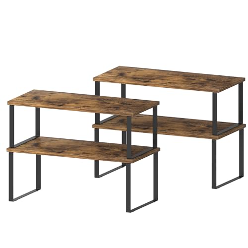4-Piece Premium Kitchen Cabinet Shelf Risers â€“ Expandable Pantry & Countertop Storage Solution
