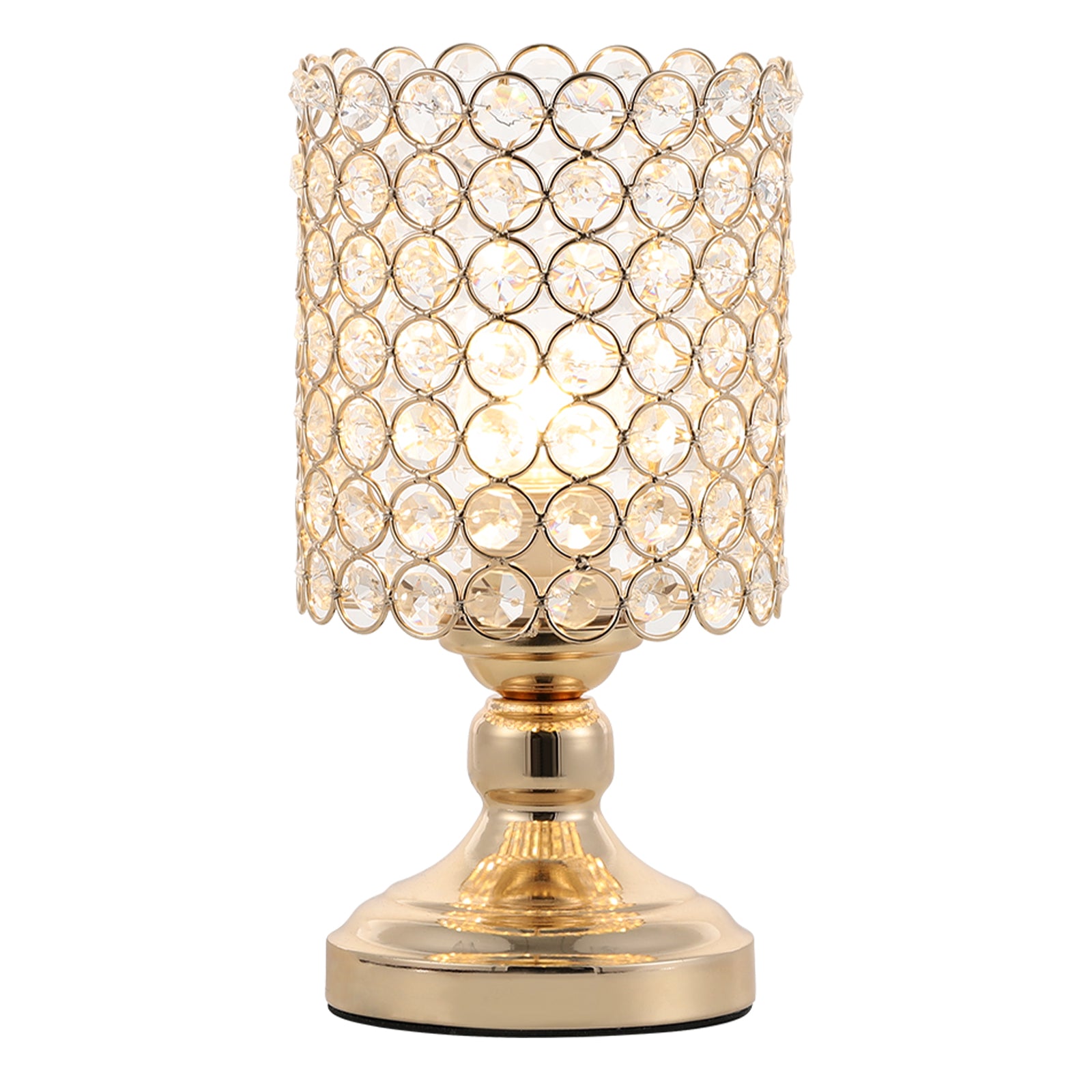Elegant Small Crystal Gold Desk Lamp, Modern Bedside Nightstand Lamp for Kids' Room & Living Room