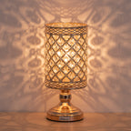 Modern Cylindrical K9 Crystal Side Table Lamp, Luxury Nightlight Desk Lamp for Bedroom & Dining Room