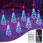 8 Pack Smart Christmas Pathway Lights Outdoor, RGBW App Control Landscape Lights, Sync to Music