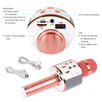 Rose Gold Bluetooth Karaoke Microphone Handheld Wireless Mic Speaker Portable Singing Microphone for Home Party