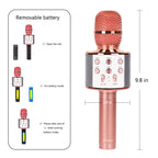 Rose Gold Bluetooth Karaoke Microphone Handheld Wireless Mic Speaker Portable Singing Microphone for Home Party