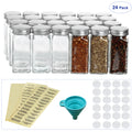 24 Pack Glass Spice Jars with Metal Lids, 4oz Square Seasoning Bottles with Funnel & Labels for Pantry