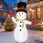 8FT Giant Christmas Inflatable Snowman with Waving Arm & LED Lights, Outdoor Winter Yard Decor