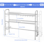 Large Capacity 2-Tier Stainless Steel Dish Drying Rack for Over-the-Sink Kitchen Counter Organization with Utensil Holder Accessory