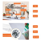 Stainless Steel Over the Sink Dish Drying Rack, Adjustable Single Tier Sink Organizer with Utensil Holder