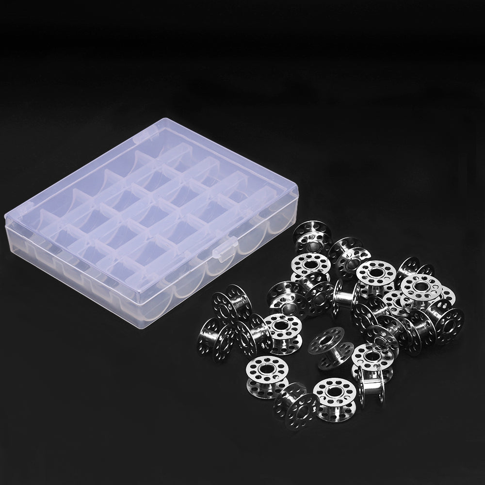 25 Pcs Metal Sewing Machine Bobbins with Case, Stainless Steel Coils for Most Household Sewing Machines