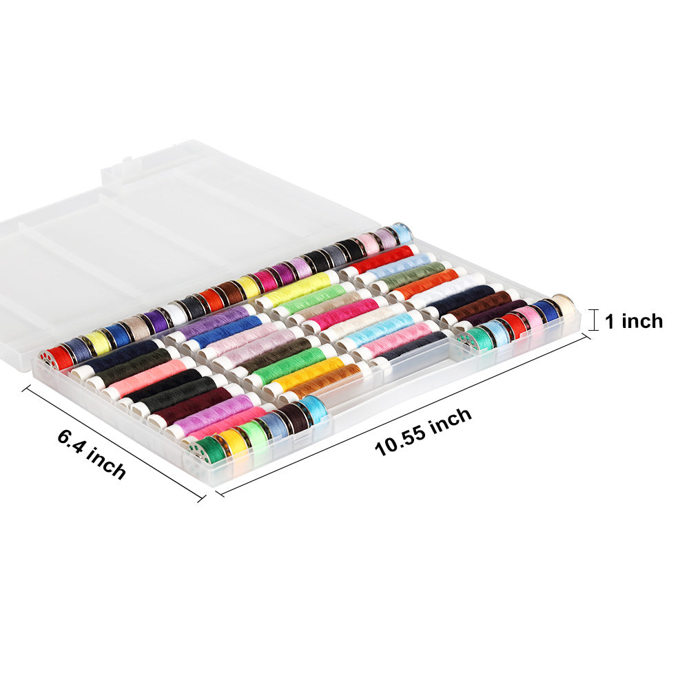 64 Pcs Premium Sewing Thread Kit, Mixed Colors Polyester Thread Spools & Bobbins for Sewing Machine & DIY