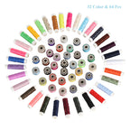 64 Pcs Premium Sewing Thread Kit, Mixed Colors Polyester Thread Spools & Bobbins for Sewing Machine & DIY