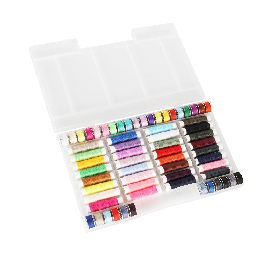 64 Pcs Premium Sewing Thread Kit, Mixed Colors Polyester Thread Spools & Bobbins for Sewing Machine & DIY
