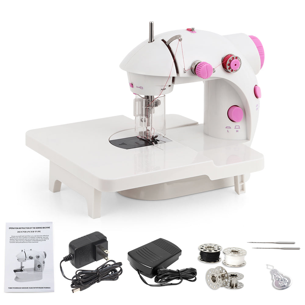 Mini Electric Portable Sewing Machine for Beginners, 2-Speed Double Thread Mending Machine with Foot Pedal