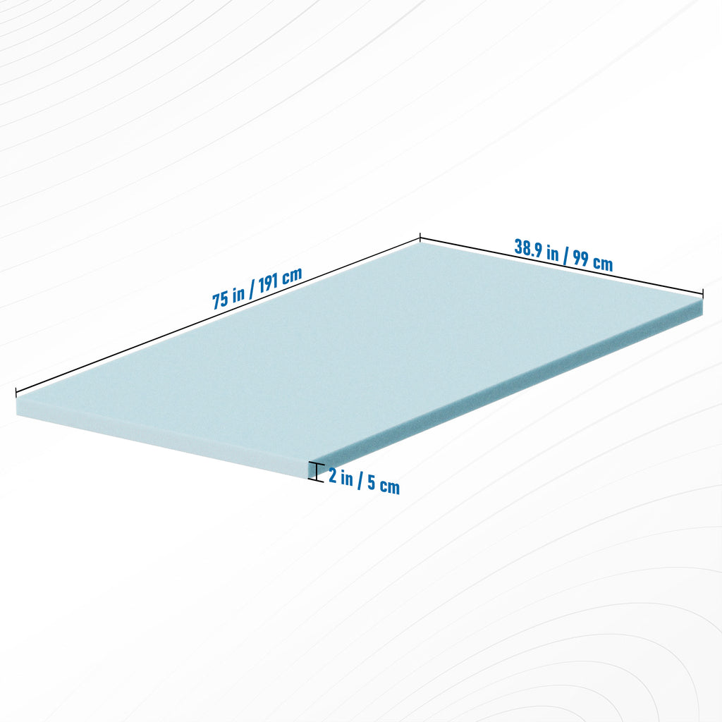 Twin XL 2 Inch Gel Memory Foam Mattress Topper -  With Washable Cover, Ideal for Home & College Dorms, Available in Twin/Full/XL Sizes
