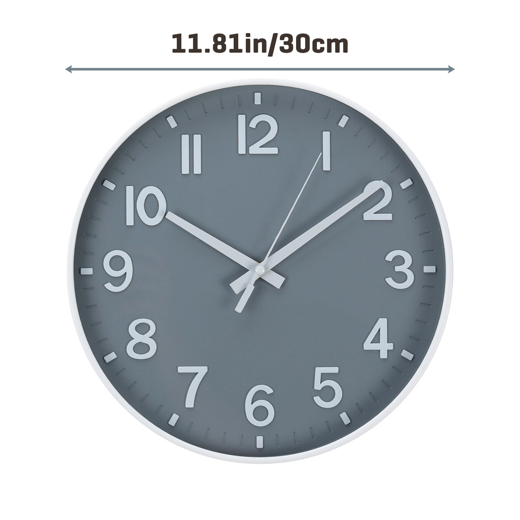 12 Inch Rose Gold Silent Wall Clock - Modern Minimalist Non-Ticking Clock for Living Room, Bedroom, Kitchen, Battery Operated, Large Easy-to-Read Display