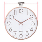 10 Inch Black, Rose Gold Wall Clock Battery Operated Silent & Non-Ticking Wall Clock for Home Office Bathroom, Living Room, Kitchen