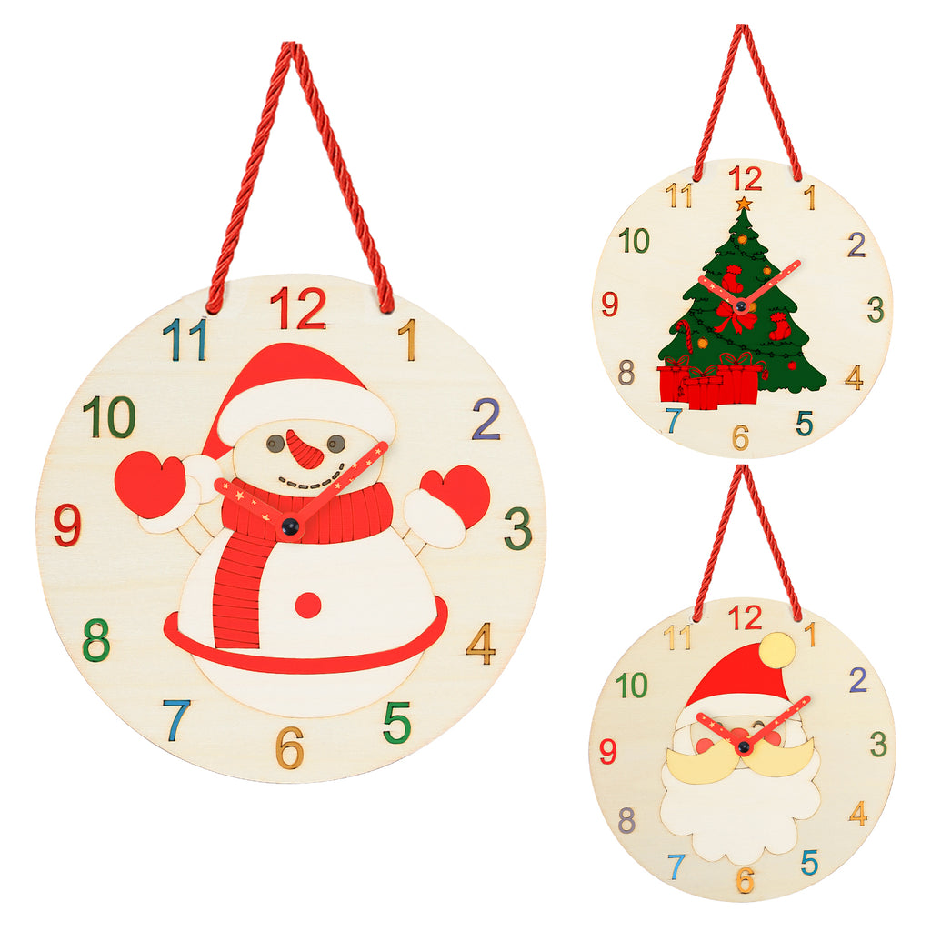 Kids DIY Hand Painted Wood Wall Clock, Creative Craft Kit with Paint Set for Children
