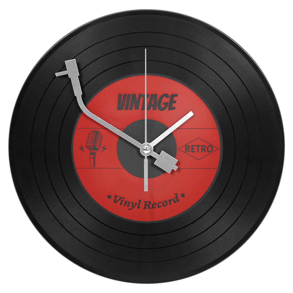 1*8inch Vinyl Record Wall Clock - Creative Retro Music Record Decorative Clock - Silent Non-Ticking for Music Lovers