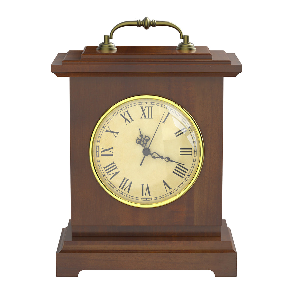 Rustic Brown Mantel Clock with Hidden Safe - Secret Compartment for Rings & Watches - Antique Battery Operated Clock,
