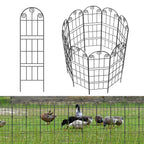 Scroll Top Garden Fence Panels - Double Rail Metal Border - Animal Barrier for Backyard & Garden,