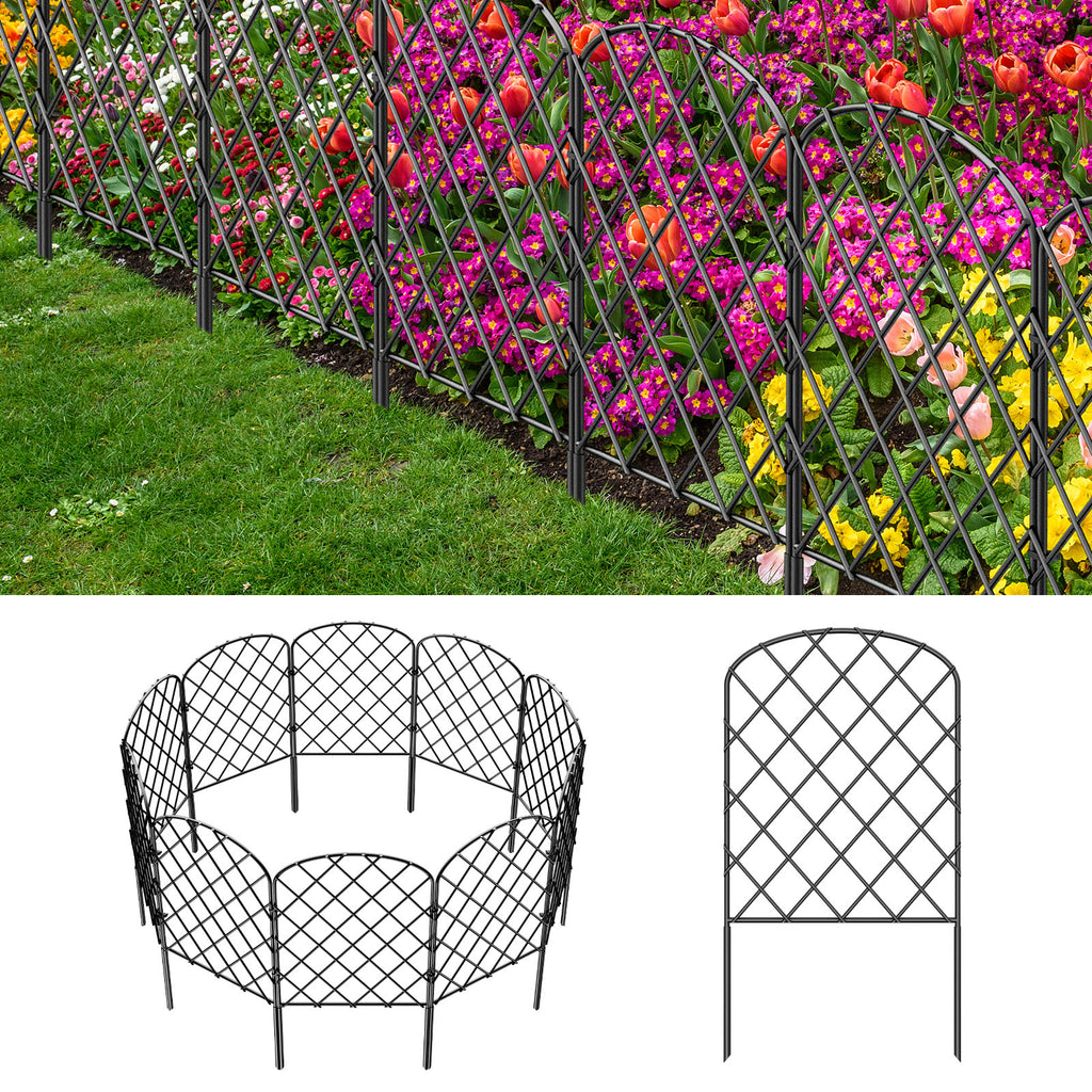 Decorative Lattice Garden Fence - Square Rustproof Metal Wire Fencing - Animal Barrier for Patio & Flower Beds,