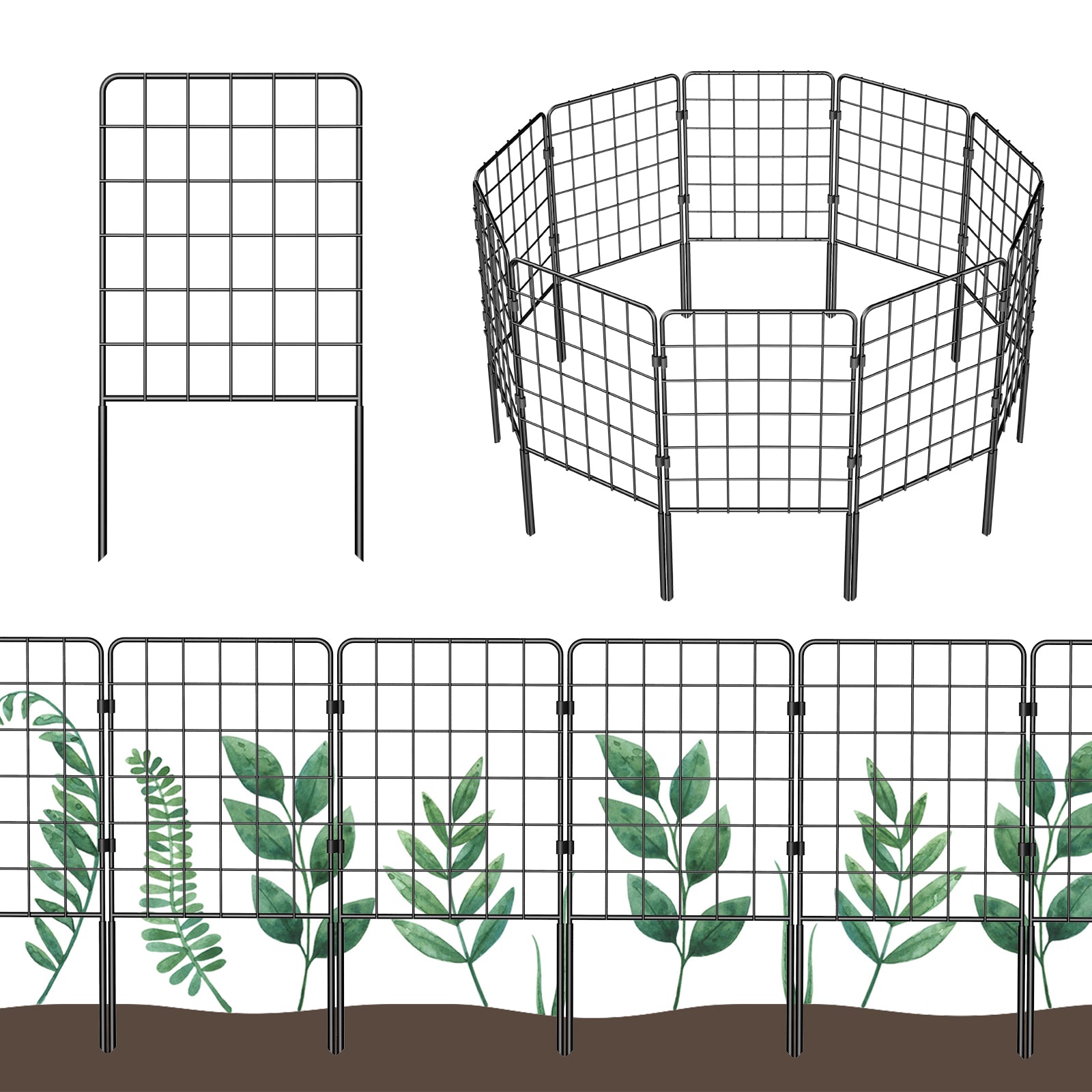 Decorative Garden Fence Border - Rustproof Metal Wire Section - Animal Barrier for Outdoor Yard & Patio,
