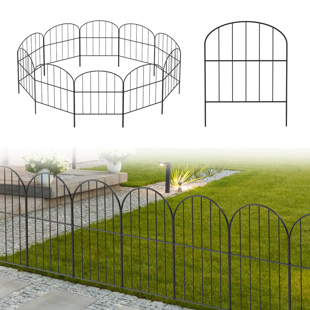 Small Arched Garden Fence 10-Pack, 16.5"H x 10ft L Metal Wire Animal Barrier for Small Dogs