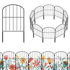 10-Pack Arch Garden Fence with Plastic Stakes, No-Dig Metal Pet Barrier for Flower Bed Border