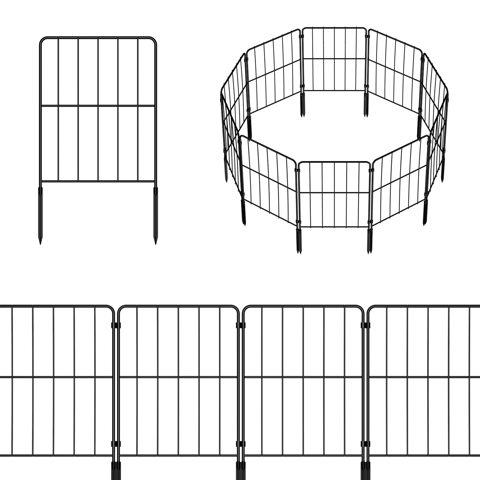 35-Pack Square Garden Fence, 22"H x 37ft L Rust-Resistant Metal Animal Barrier for Large Yards