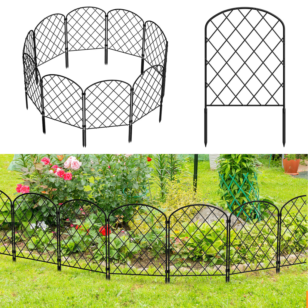 Arched Lattice Garden Fence - Rustproof Metal Animal Barrier - Decorative Edging for Yard & Flowers,