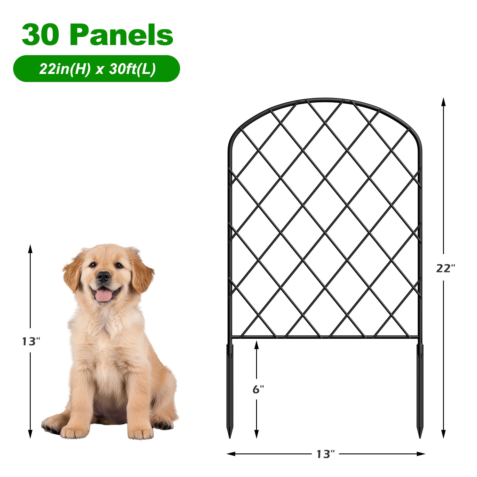 Arched Lattice Garden Fence - Rustproof Metal Animal Barrier - Decorative Edging for Yard & Flowers,