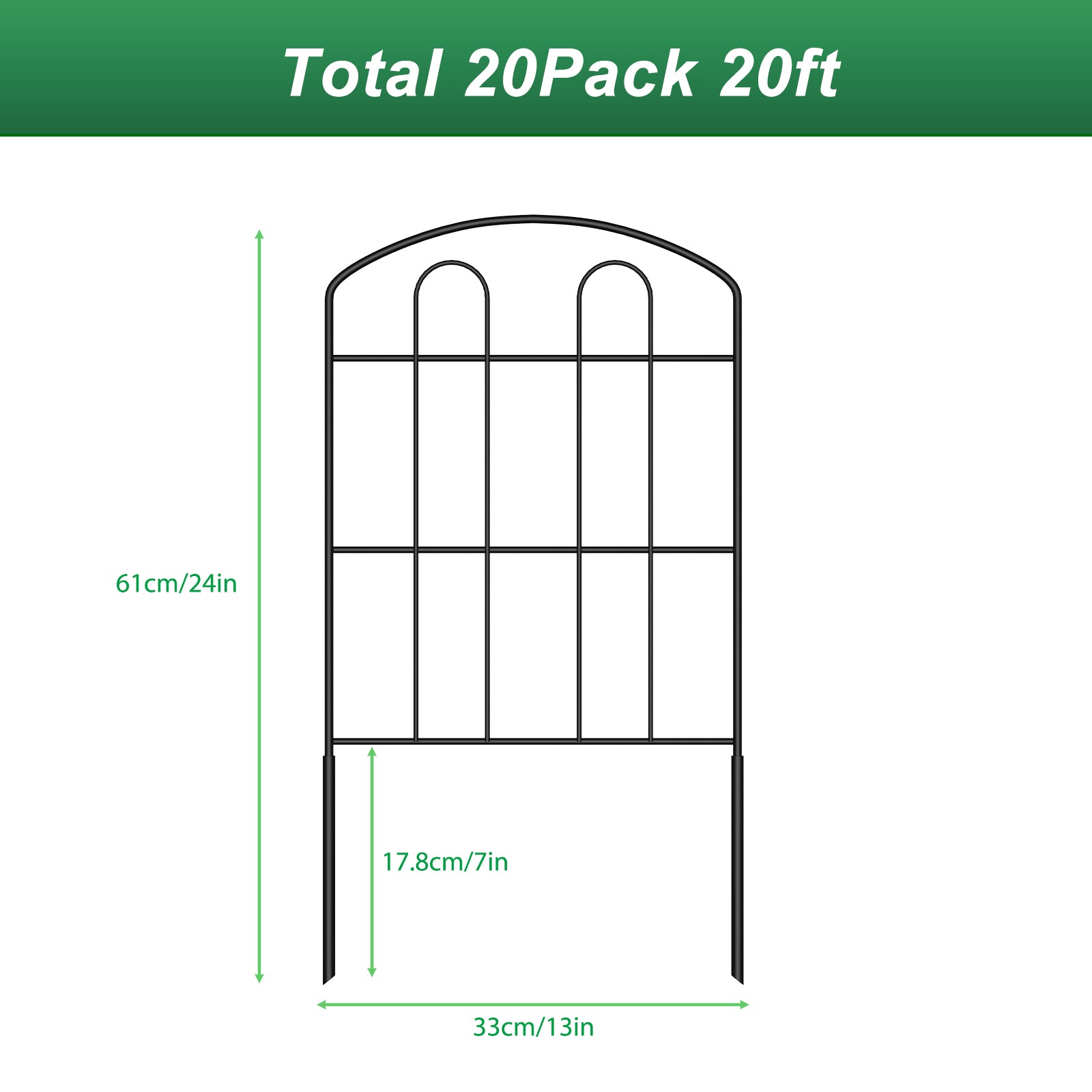 Decorative Garden Fence - Metal Rustproof Wire Border Sections