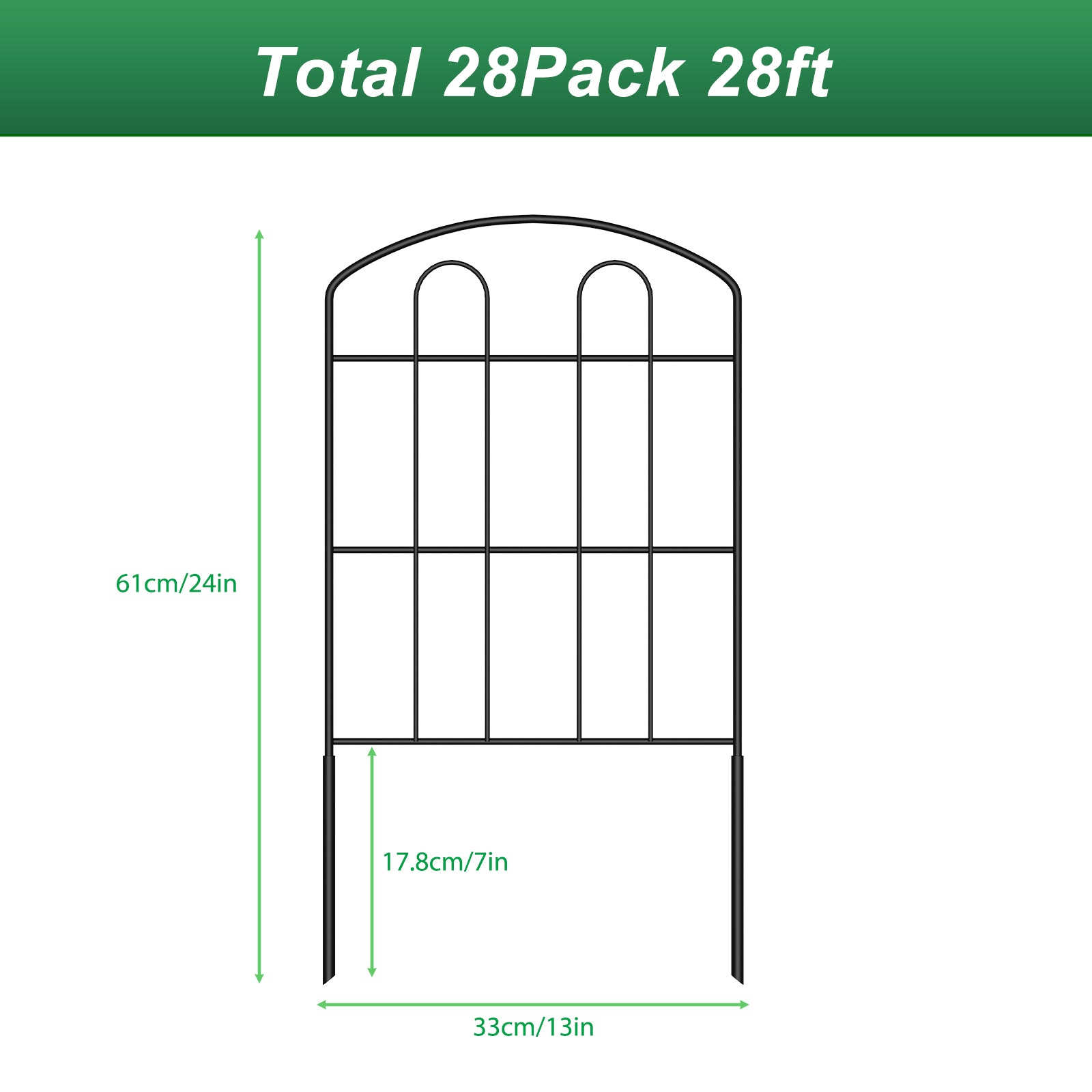 Decorative Garden Fence - Metal Rustproof Wire Border Sections