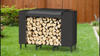 Firewood Rack with Cover - Heavy Duty Outdoor Log Holder & Storage Stand, Black
