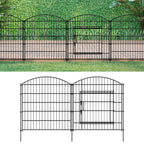 Decorative Garden Fence with Gate - Rustproof Metal Panel Set - No-Dig Animal Barrier for Dogs & Rabbits,