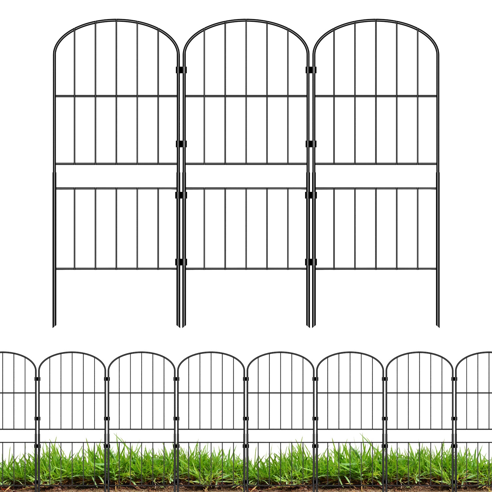 10-Pack Decorative Arched Garden Fence - Rustproof Metal Wire Section - No-Dig Border for Landscape & Flowers,