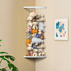 Corner Stuffed Animal Storage Zoo - Elastic Rope Plush Toy Organizer - Space-Saving Wall Mount for Kids Room,