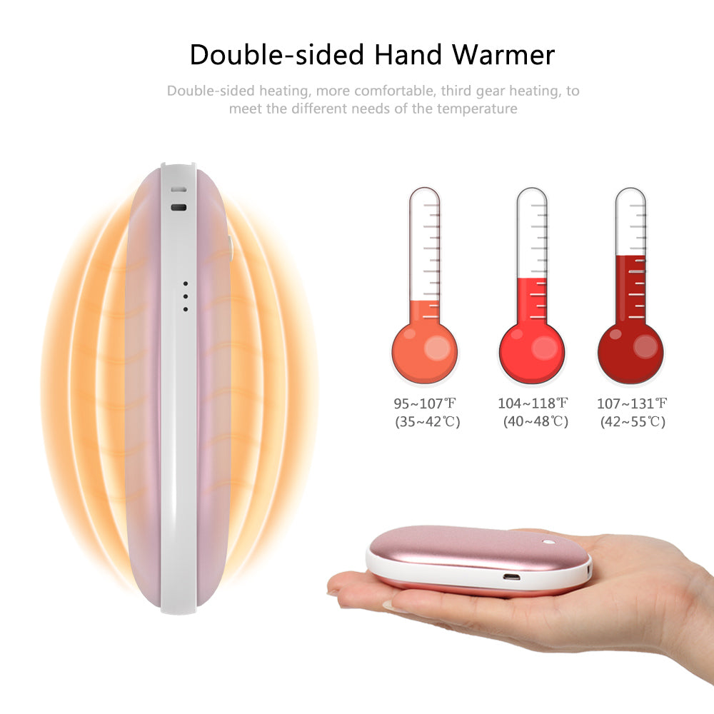 Warm Hand Power Bank Duo-in-One, Rechargeable Hand Warmers Electric Hand Warmer Pocket Portable Heater Double Sided Warming Portable Heater for Men Women Winter Christmas Gifts