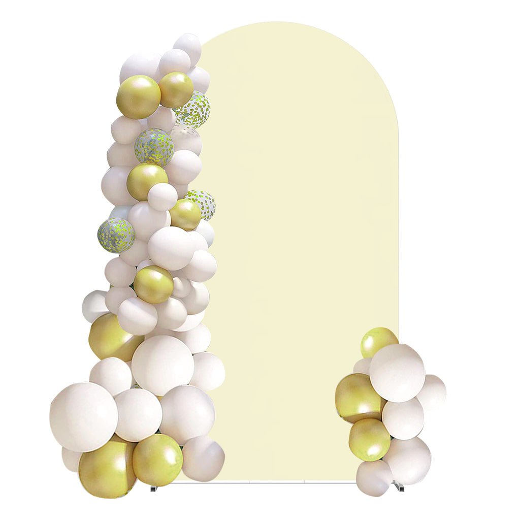 7.3FT Beige Arch Backdrop Cover, Spandex Fitted Chiara Arch Cover for Wedding & Birthday Events