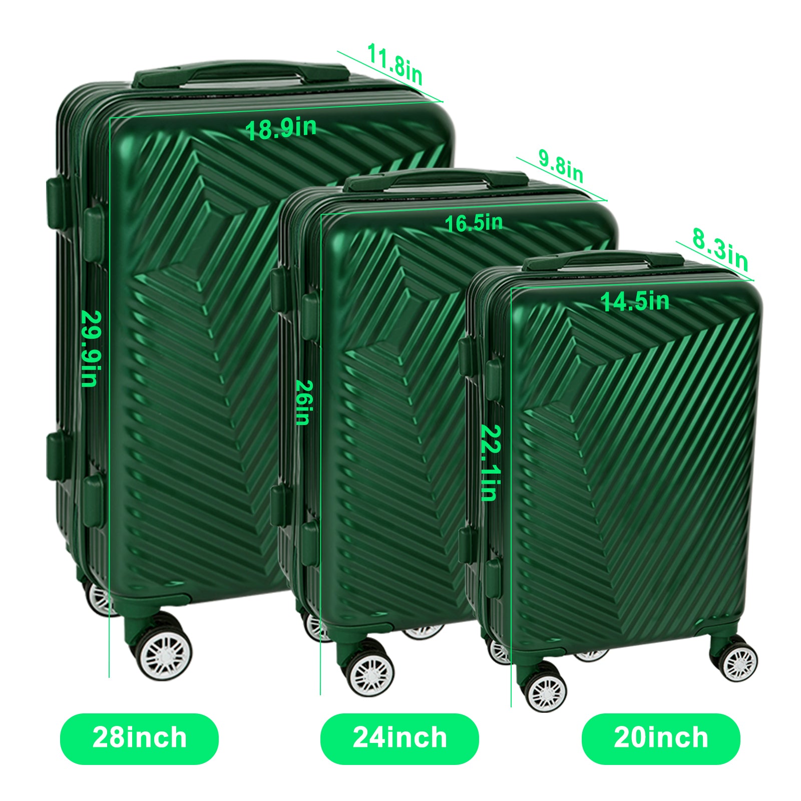 Set of 3 Suitcase Luggage Set Hardshell Travel Bag Trolley Suitcase TSA Lock