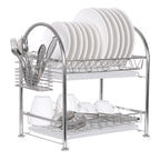 Premium 304 Stainless Steel 2-Tier Dish Rack, Rust-Proof Dish Drainer with Utensil Holder