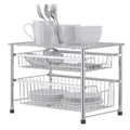 2-Tier Sliding Basket Organizer, Pull-Out Under Sink Storage Drawers for Kitchen & Bathroom