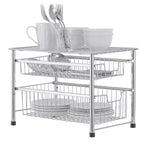 2-Tier Sliding Basket Organizer, Pull-Out Under Sink Storage Drawers for Kitchen & Bathroom