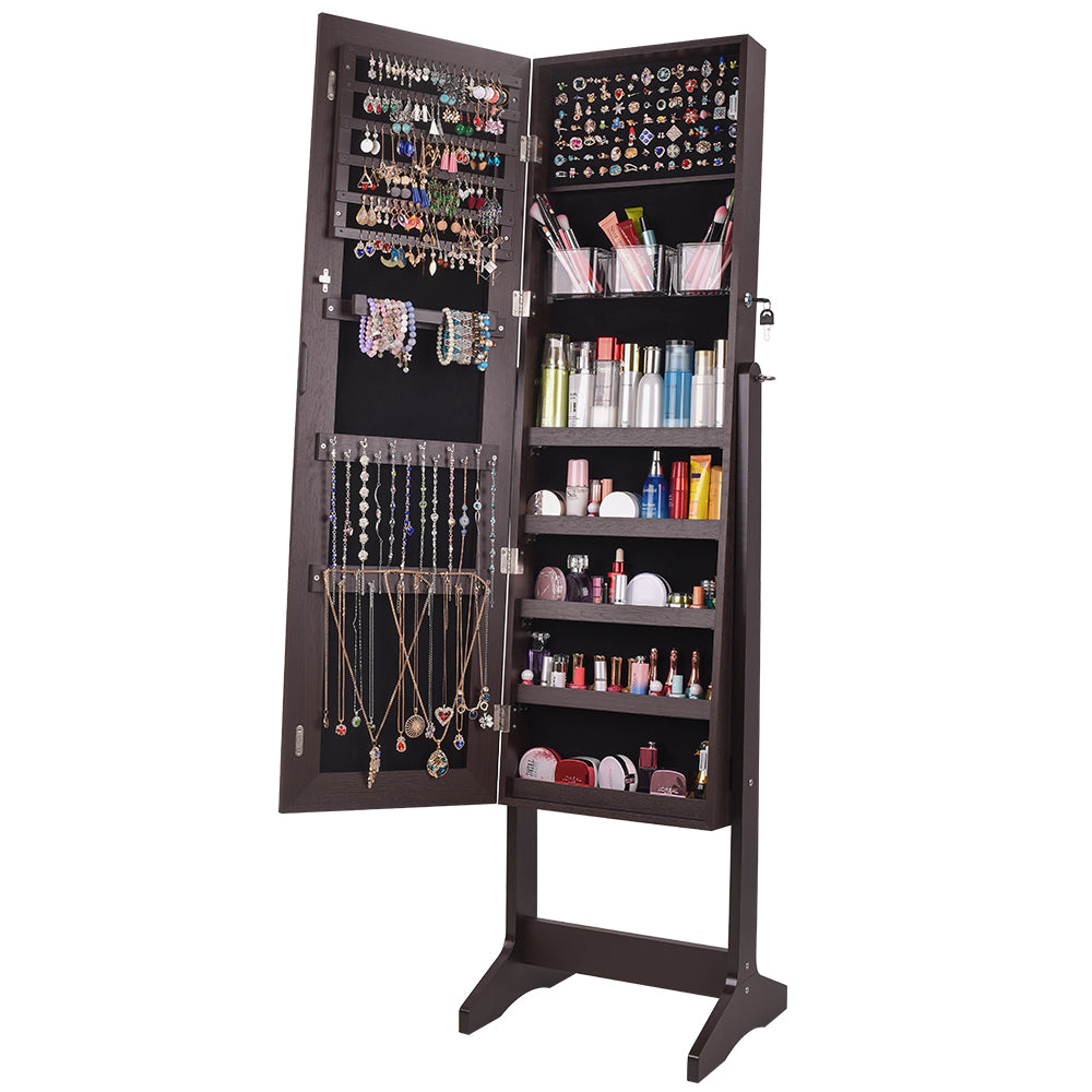 Floor Mirror Jewelry Cabinet, Whole Body Mirror Jewelry Storage Cabinet, Storage Cabinet with Key Storage Cabinet, Household Wooden Storage Cabinet
