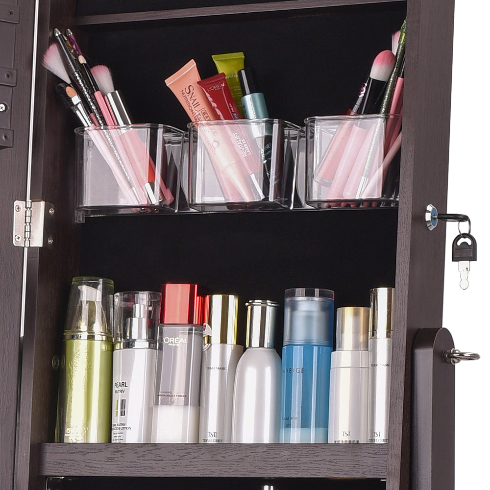 Floor Mirror Jewelry Cabinet, Whole Body Mirror Jewelry Storage Cabinet, Storage Cabinet with Key Storage Cabinet, Household Wooden Storage Cabinet