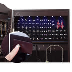 Full Length Mirror Jewelry Armoire with LED, Standing Lockable Jewelry Cabinet with 2 Drawers