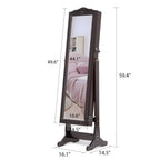 Full Length Mirror Jewelry Armoire with LED, Standing Lockable Jewelry Cabinet with 2 Drawers